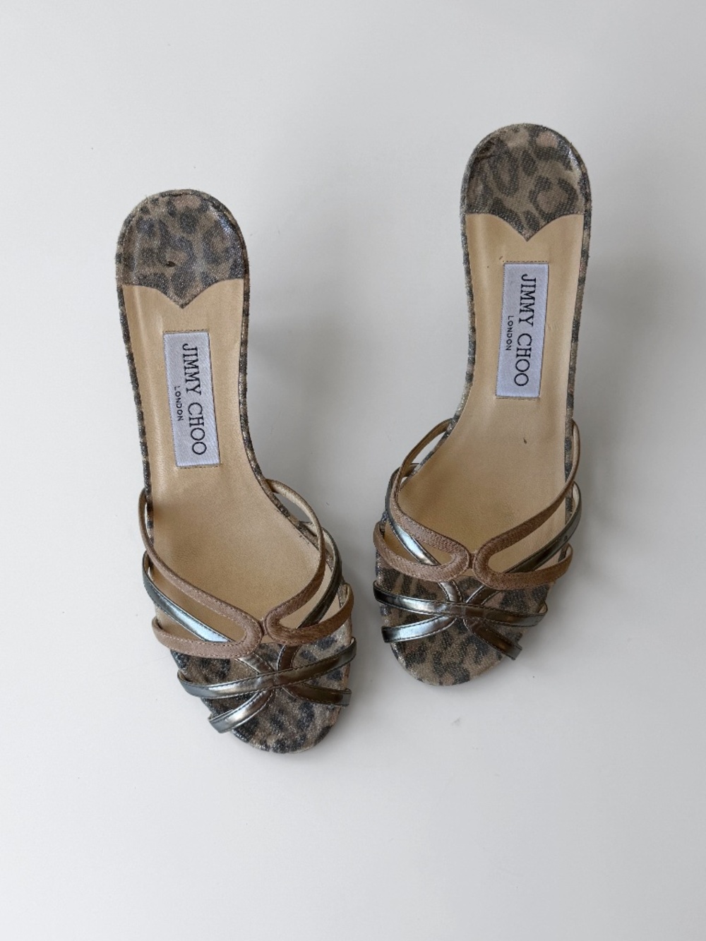 Vintage Jimmy Choo leopard strappy sandals, IT 36.5